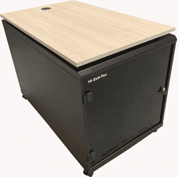 EDV-Rack schwarz für das Büro schwarzer EDV-Schrank mit Holzplatte